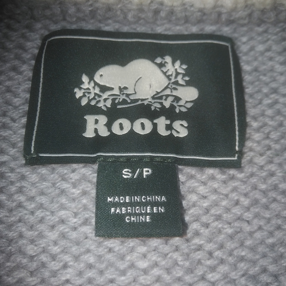 ROOTS Wool Cotton Knit Blend Light Grey Crew Neck Women's Sweater EUC - Picture 13 of 14